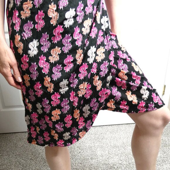 Andy Warhol Pepe Jeans Dollar Signs Wrap Dress M Novelty Pop-Art Punk Rock OOAK - Picture 9 of 14